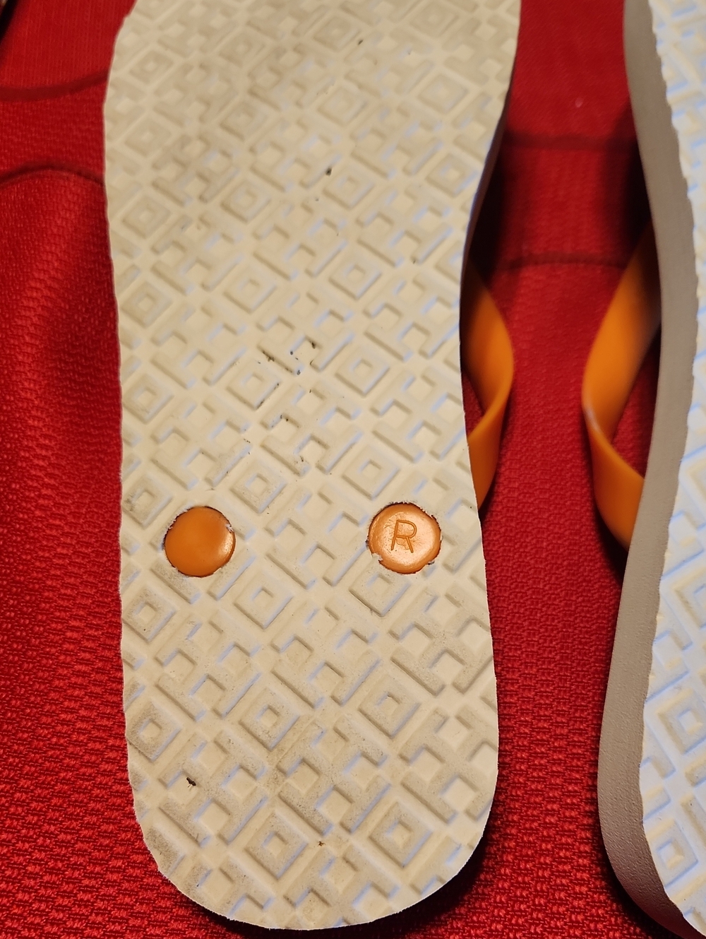 Tory Burch Orange Strap Flip Flop Sandals with Tropical Print - Picture 7 of 11